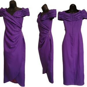 Vintage - Purple Union Label Off the Shoulder Wiggle Maxi‎ Dress